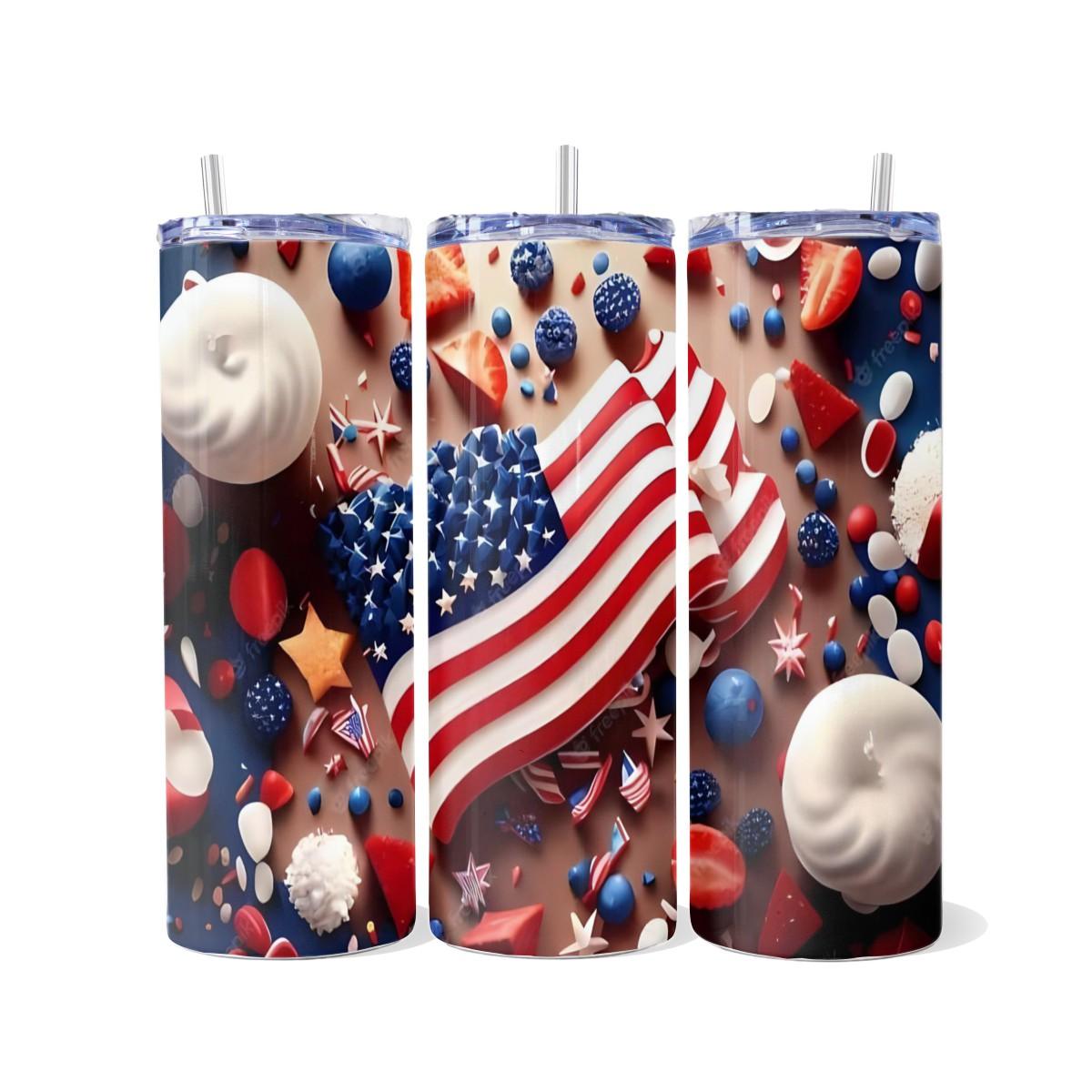 The U.S. Flag as Art (Cupcake Flag) - a Skinny Tumbler - Kimmie's Creations L.L.C.