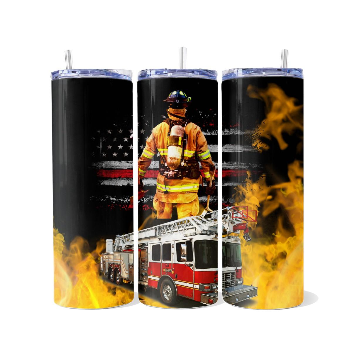 Lauding the American Firefighter - a Skinny Tumbler - Kimmie's Creations L.L.C.