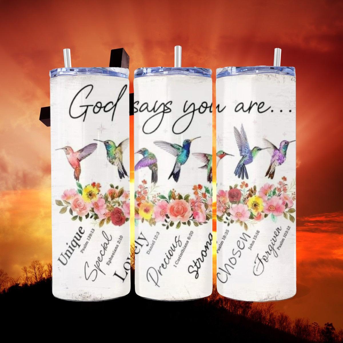 Inspiring Divine Affirmations Embrace Your Soul with 3 design choices - a Skinny Tumbler - Kimmie's Creations L.L.C.