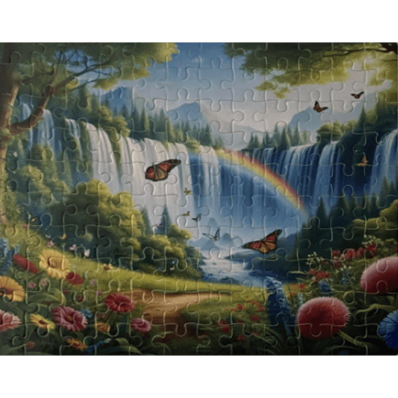 Captivating Rainbow over Waterfalls with Butterflies - Kimmie's Creations L.L.C.