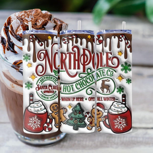 North Pole Hot Chocolate Co Santa Approved Skinny Tumbler - Kimmie's Creations L.L.C.