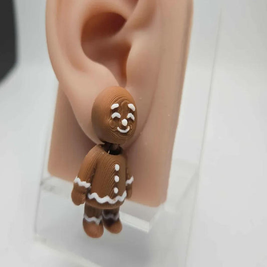 Gingerbread Man Articulated Earring Post set