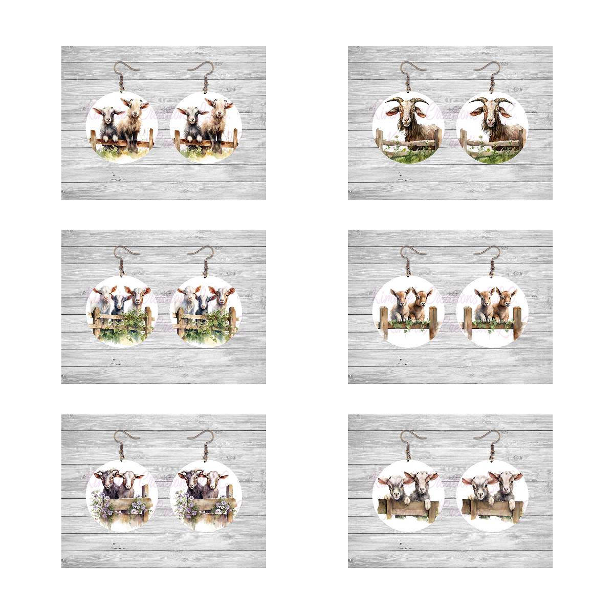 Goats on a Fence Round Earrings