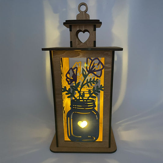 Mother's Day Mason Jar Flowers flameless candle Lantern