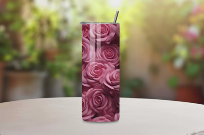 Pink Roses on a Skinny Tumbler