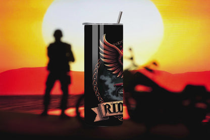 Biker Skull: Ride or Die Skinny Tumbler