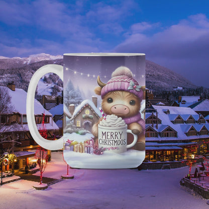 Merry Christmoos Highland Cow Mug