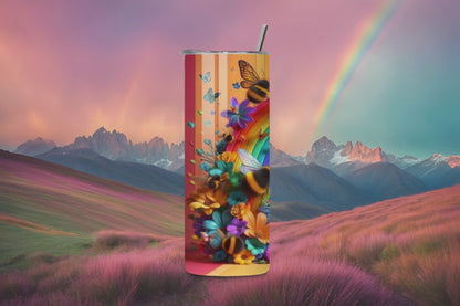Colorful Rainbow Tumbler Buzzes with Joy!