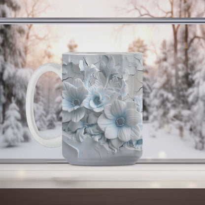 3D Penguin in Flowers on a mug