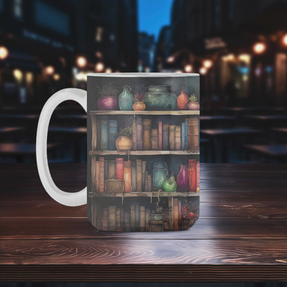 Library Books and Bookshelves Mugs