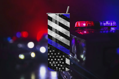 Back the Blue: A Tribute to Law Enforcement - a Skinny Tumbler with 2 design choices