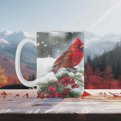 Cardinal on a Snowy Branch Mug