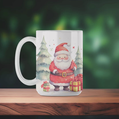 Santa and a Reindeer with Gifts Mug