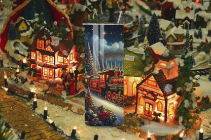 Vintage Christmas Train skinny tumbler