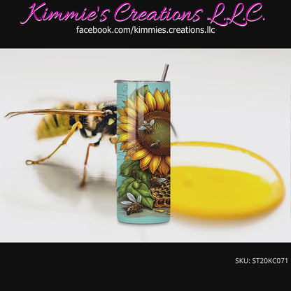 Bee Happy with Sunflowers & Honey Skinny Tumbler