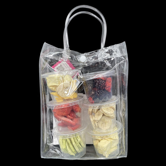 Freeze Dried Fruit Sampler Pack assorted crunchy fruits in resealable pouch including strawberries blueberries pineapple and mango
