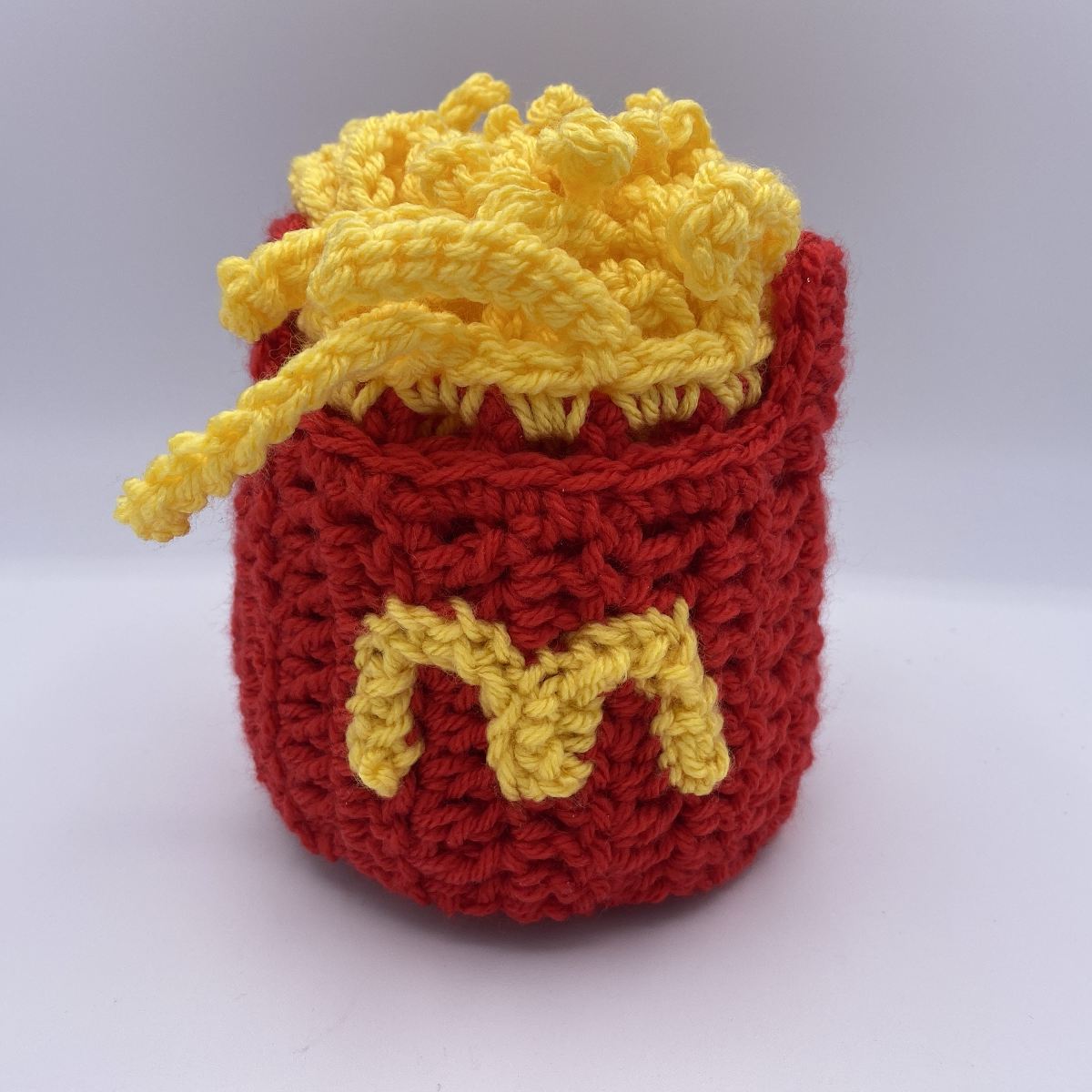 Handmade crochet french fry scarf