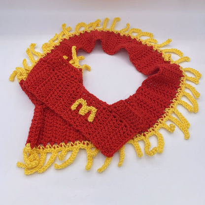 Handmade crochet french fry scarf