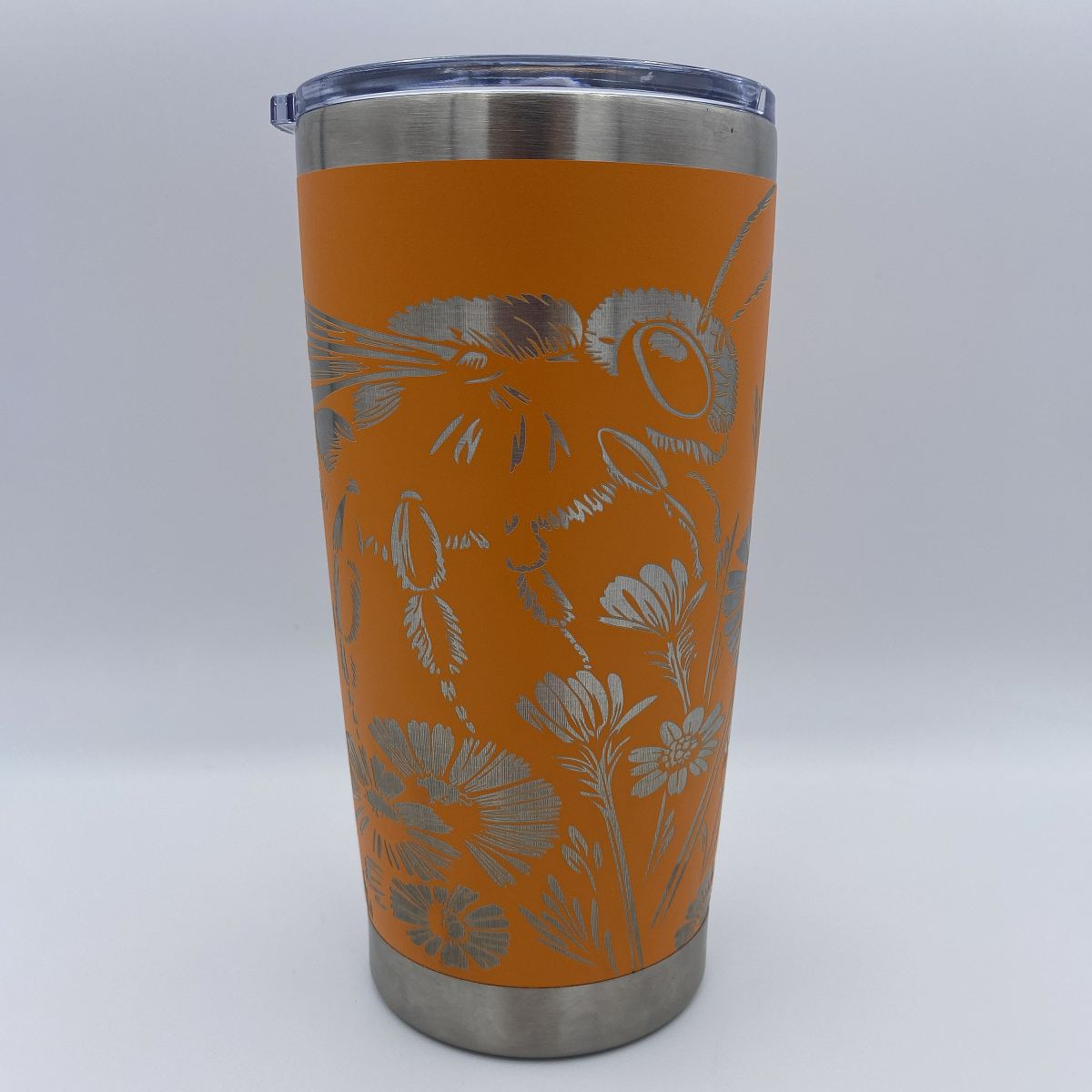 Bee with Floral Design Engraved Tumbler