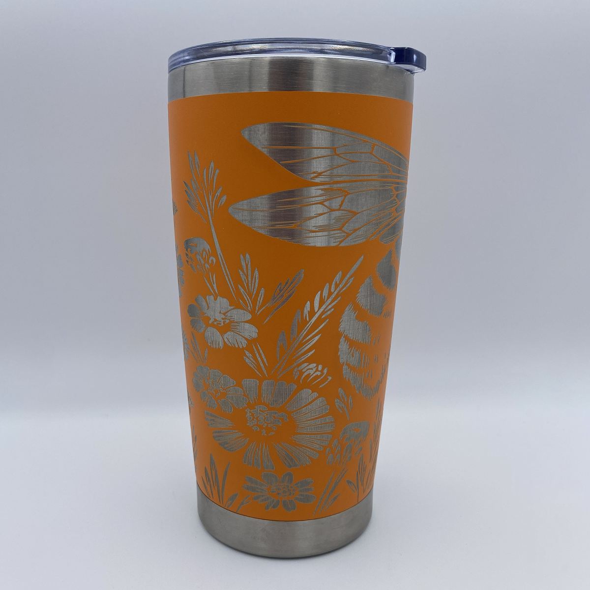 Bee with Floral Design Engraved Tumbler