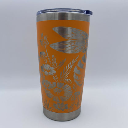 Bee with Floral Design Engraved Tumbler