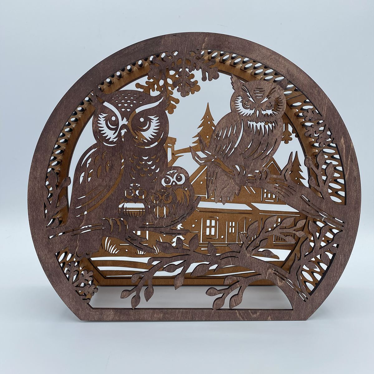 Owl and Winter Home flameless candle Lantern